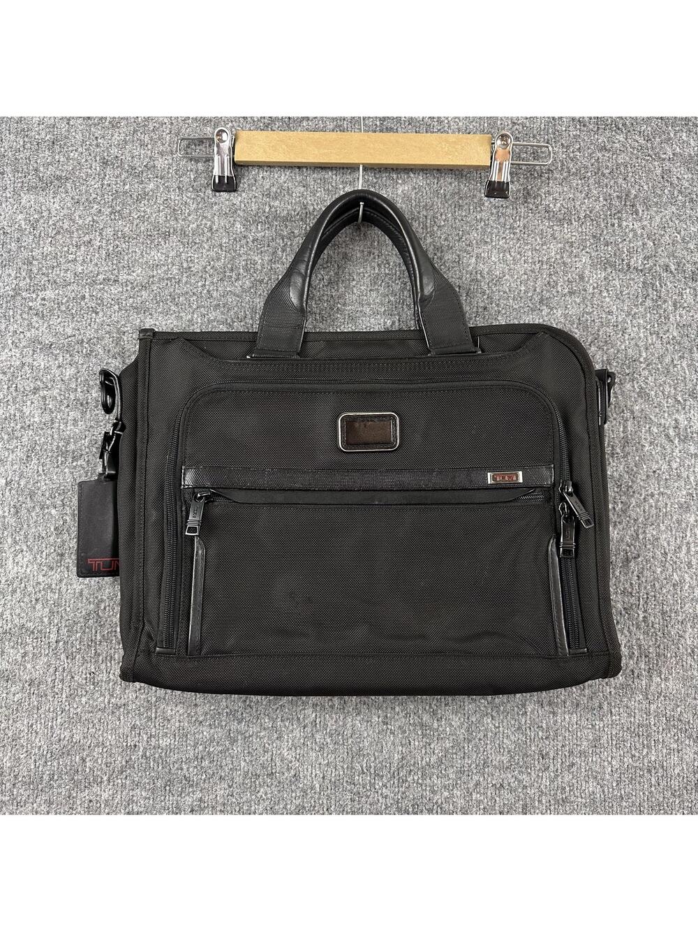 Tumi Black Alpha 3 Laptop Briefcase Bag Soft Case Men Nylon Travel Work Office
